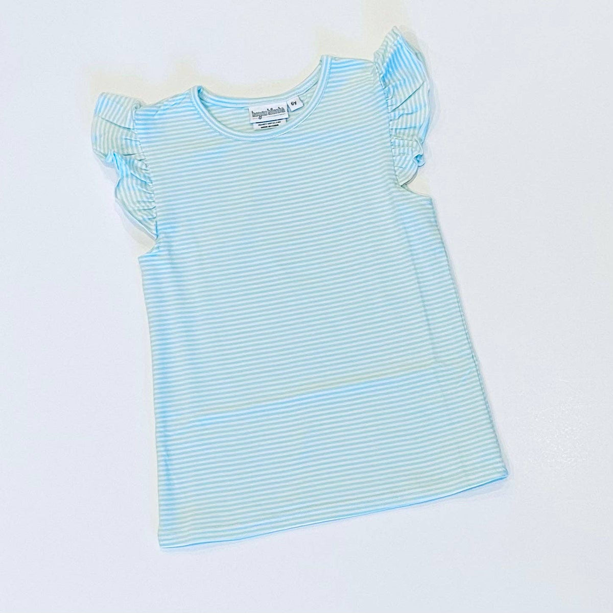 Knit Stripe Flutter Sleeve Shirt