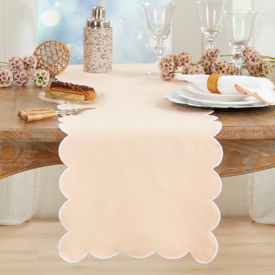 Cotton Scalloped Table Runner