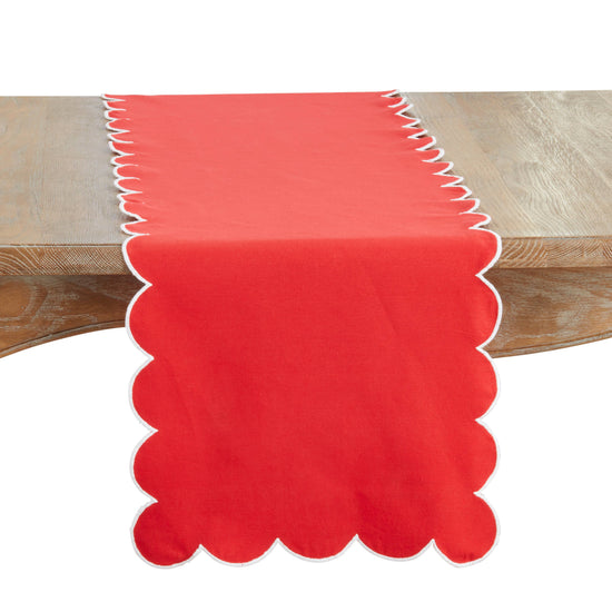 Cotton Scalloped Table Runner
