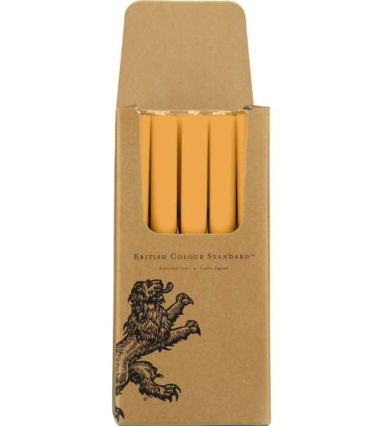 BRITISH COLOUR STANDARD - 25cm / 10'' H Saffron Eco Dinner Candles, 25 per pack