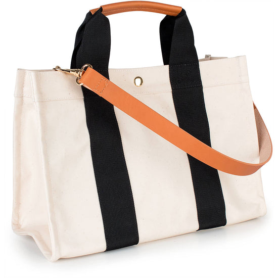 "Kylie" Panda Canvas Tote with Leather Accents