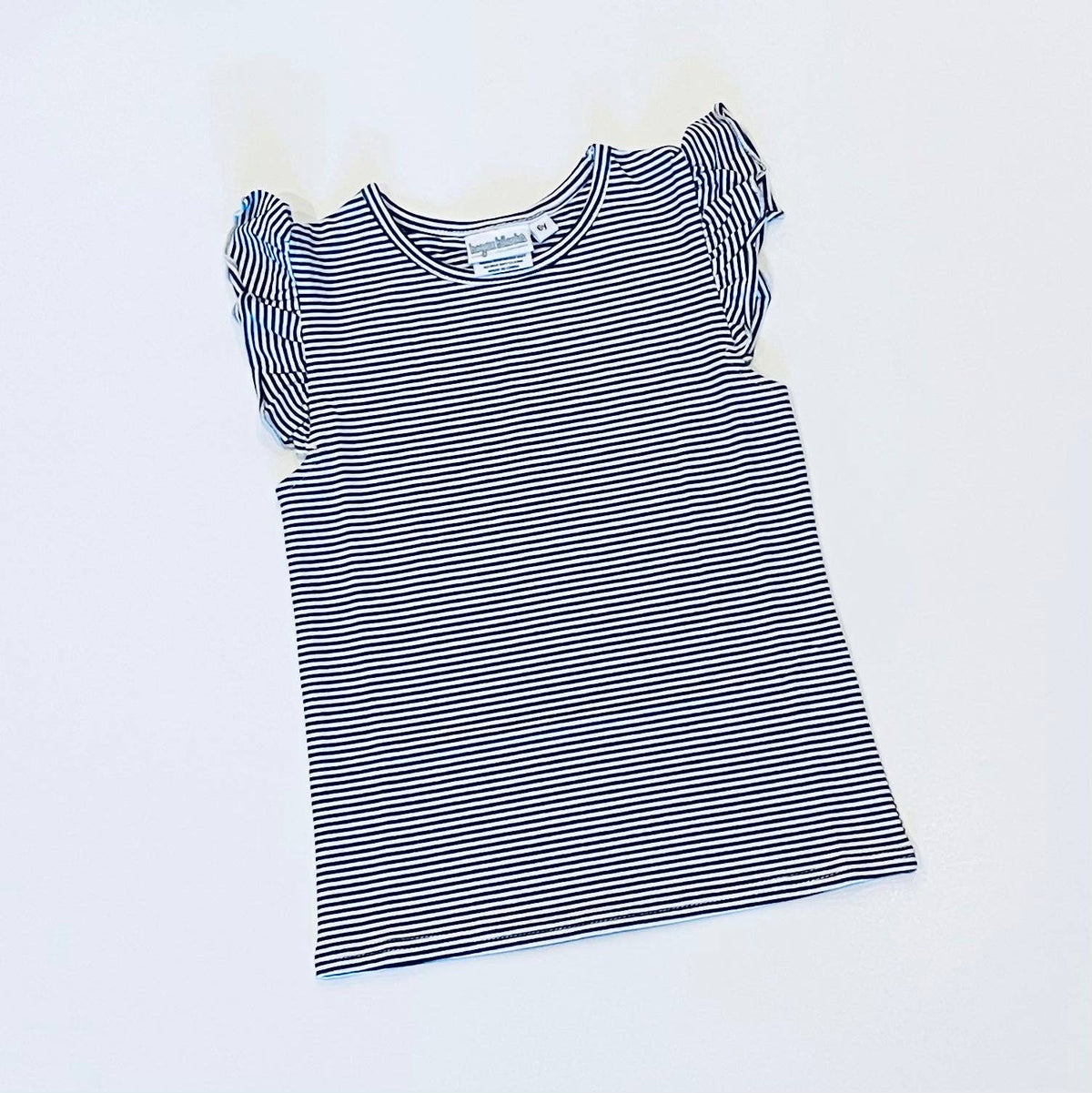 Knit Stripe Flutter Sleeve Shirt