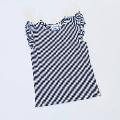 Knit Stripe Flutter Sleeve Shirt