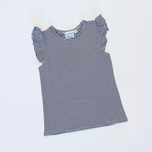 Knit Stripe Flutter Sleeve Shirt