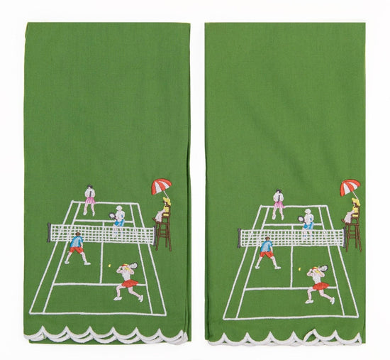 Playing Doubles Tennis Tea Towel