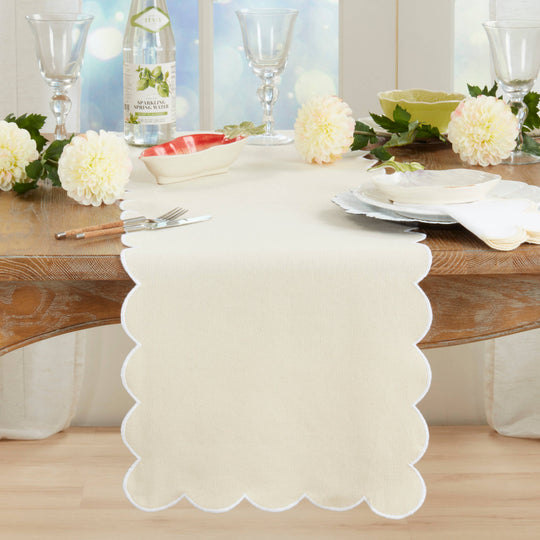 Cotton Scalloped Table Runner