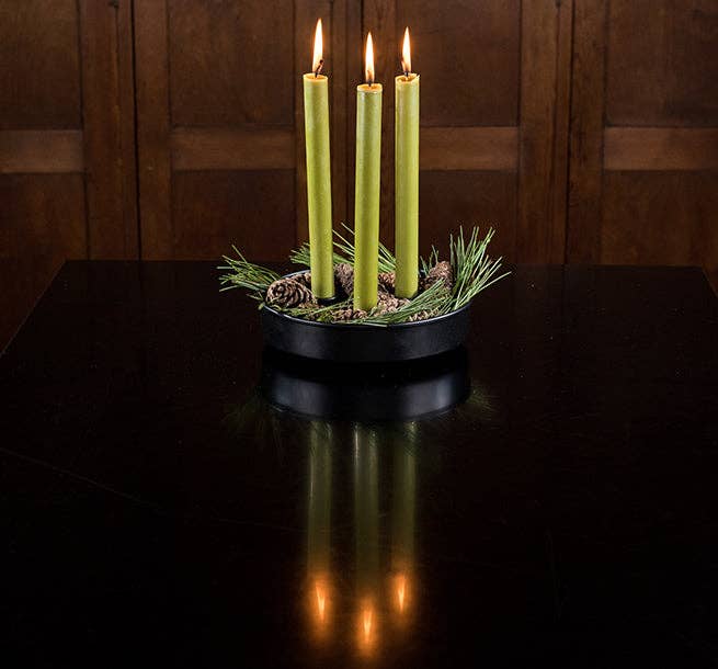 BRITISH COLOUR STANDARD - 25cm / 10'' H Olive Green Eco Dinner Candles, 25 per pack