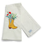 Towel - Gold Cowboy Boots with Wildflowers on white