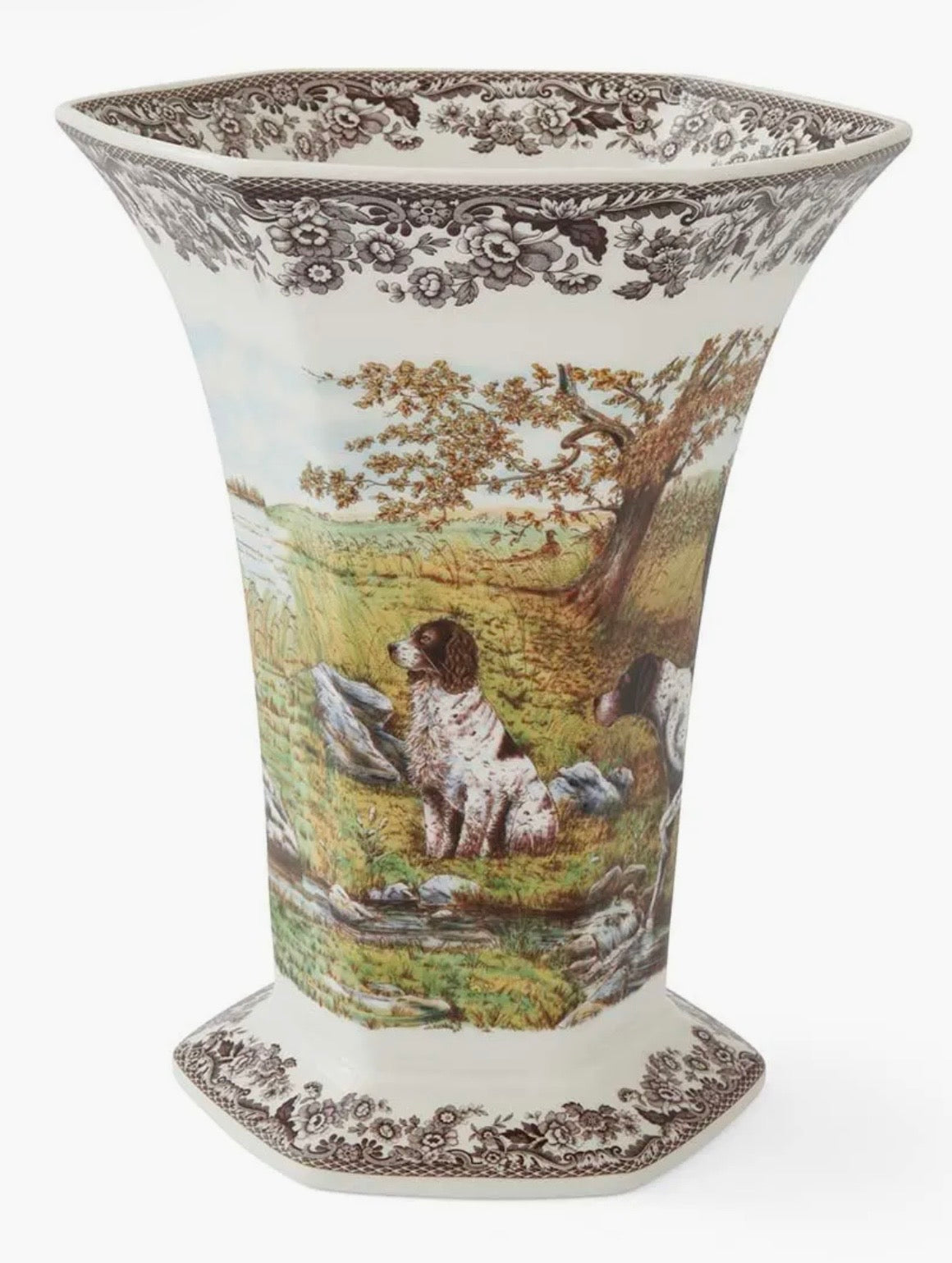 Hunting Dogs Woodland Hexagonal Vase