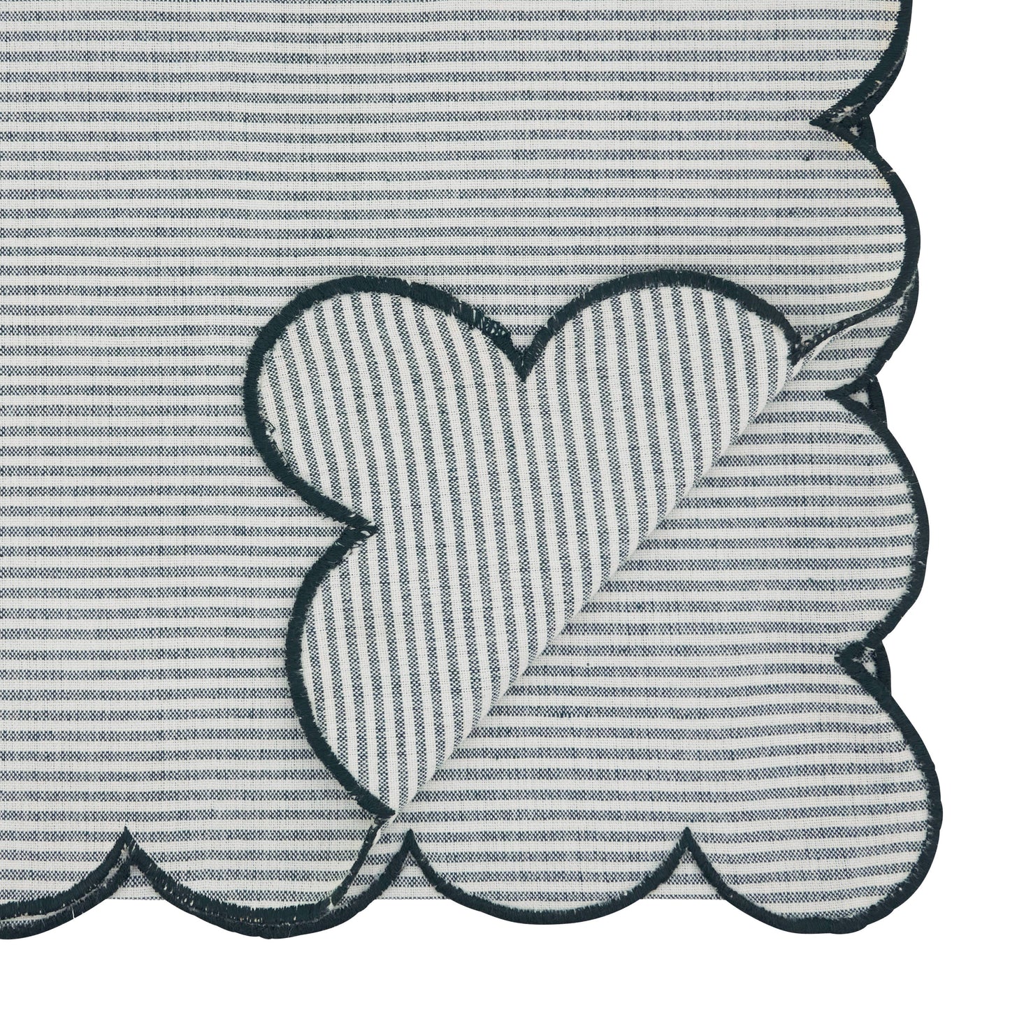 Cotton Striped Scalloped Decorative Table Runner
