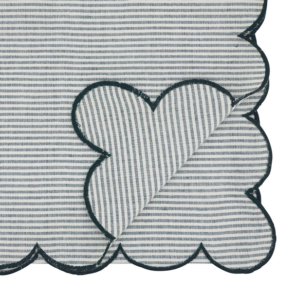 Cotton Striped Scalloped Decorative Table Runner