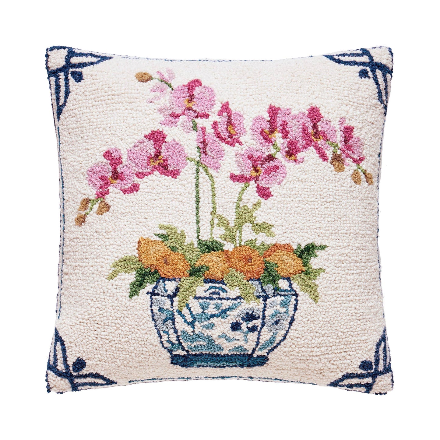 Oranges And Orchids Hook Pillow