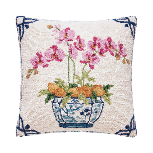 Oranges And Orchids Hook Pillow