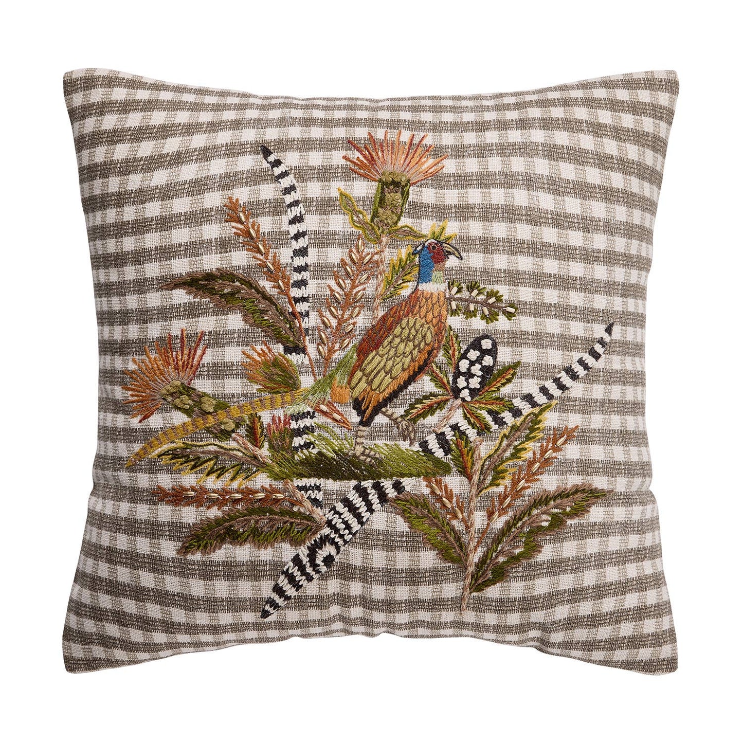 Harvest Pheasant Embroidered Pillow