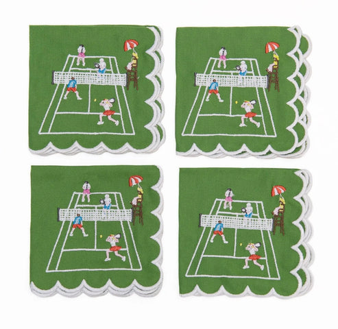 Playing Doubles Tennis Cocktail Napkin