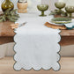 Cotton Striped Scalloped Decorative Table Runner