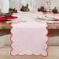 Cotton Striped Scalloped Decorative Table Runner