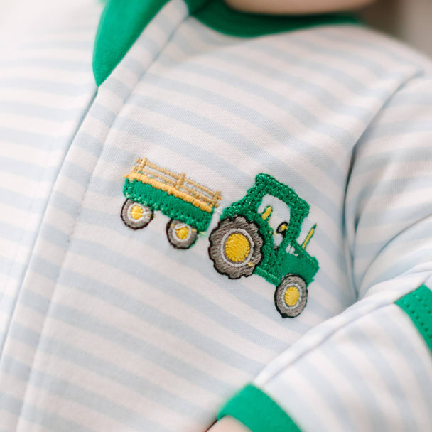 Little Farmer Applique Zip Footie