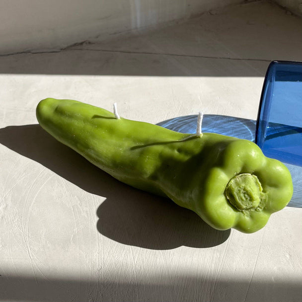 Red Chili Pepper Candle - Green
