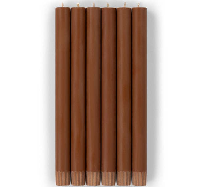 BRITISH COLOUR STANDARD - 25cm / 10'' H  - Bronze Eco Dinner Candles, Gift Box of 6