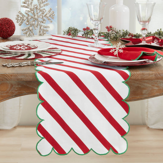 Cotton Scalloped Table Runner