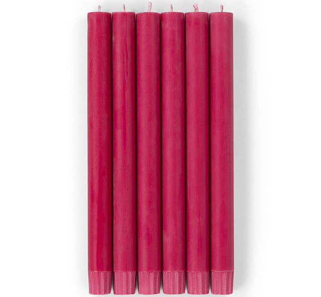 BRITISH COLOUR STANDARD - 25cm / 10'' H  - Medici Crimson Eco Dinner Candles, Gift Box of 6