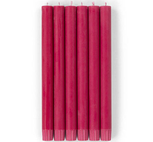 BRITISH COLOUR STANDARD - 25cm / 10'' H  - Medici Crimson Eco Dinner Candles, Gift Box of 6