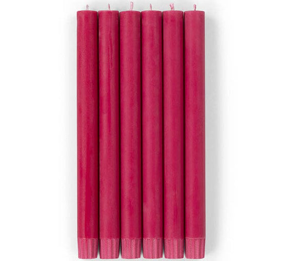 BRITISH COLOUR STANDARD - 25cm / 10'' H  - Medici Crimson Eco Dinner Candles, Gift Box of 6