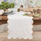 Cotton Striped Scalloped Decorative Table Runner