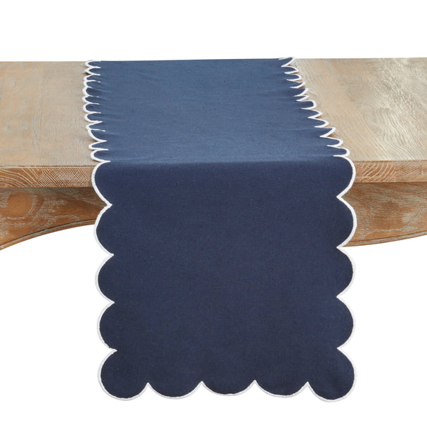 Cotton Scalloped Table Runner