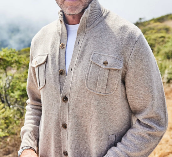 Napoli Cardigan in Camel Wool and Cashmere