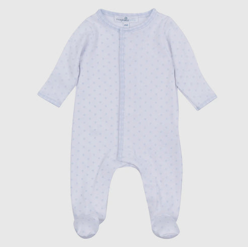 Magnolia Baby Gingham Dot Footie - Blue