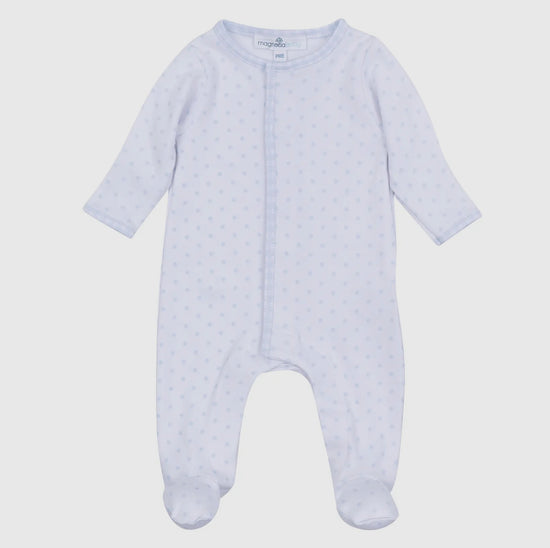 Magnolia Baby Gingham Dot Footie - Blue