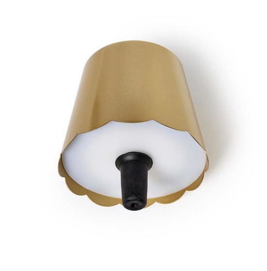 LED TOUCHABLE GOLD SCALLOPED LAMPSHADE WITH BOTTLE STOPPER
