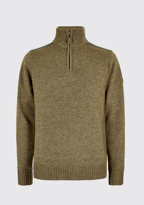 Doherty Windproof Men’s zip neck sweater - Dusky Green