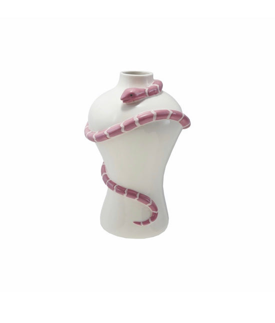 Pink and White Snake Vase