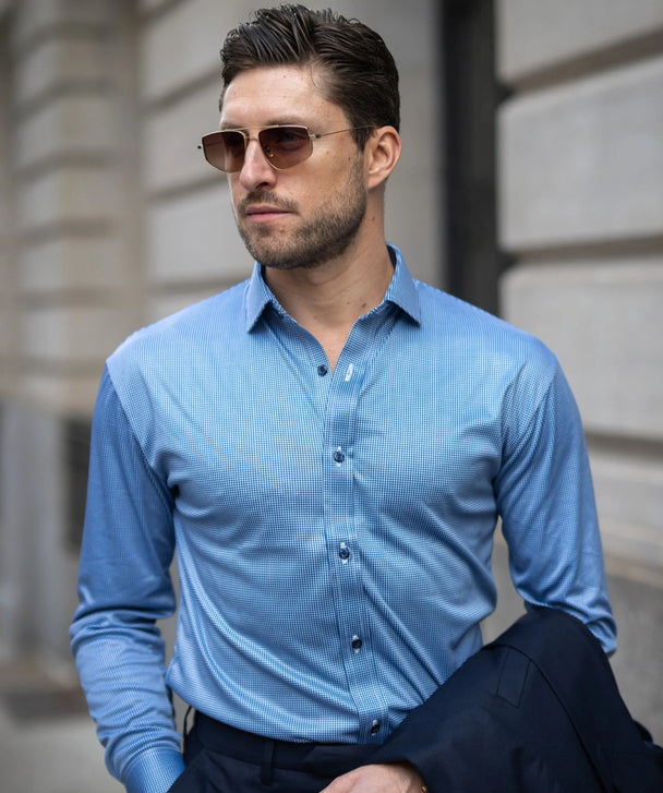 Quattro Flex Dress Shirt with Semi-Spread Collar