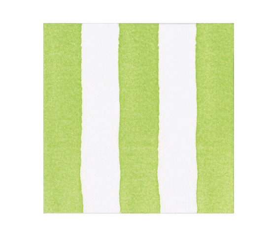 Cafe Stripe Lime Paper Linen Cocktail Napkin