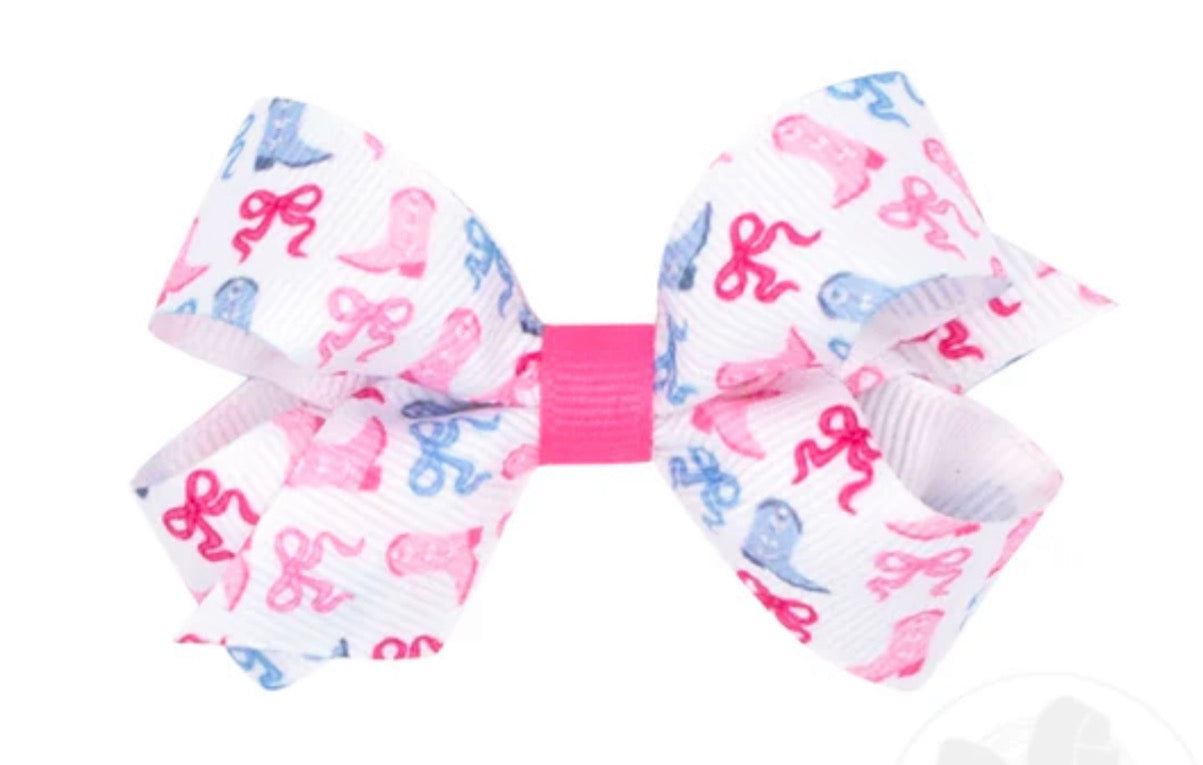 Mini Boots N’ Bows Print Bow