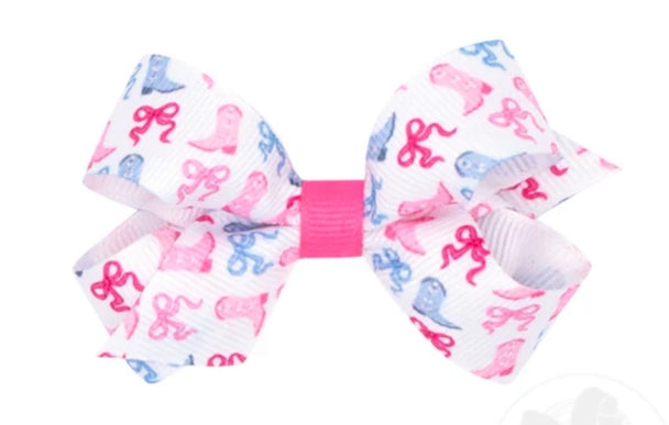 Mini Boots N’ Bows Print Bow