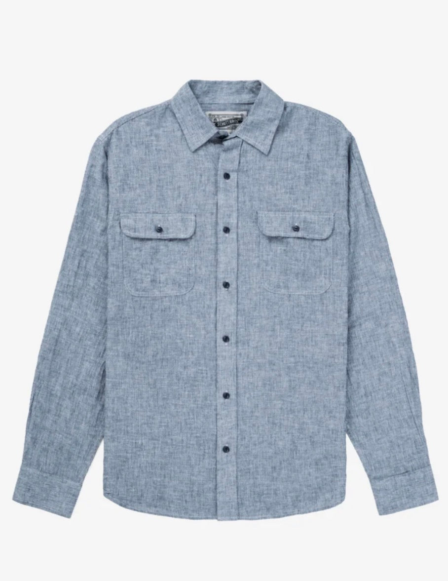 Long Sleeve Indigo Cotton Works Shirt