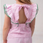 Frances Pink Stripe w/ Green Trim Romper