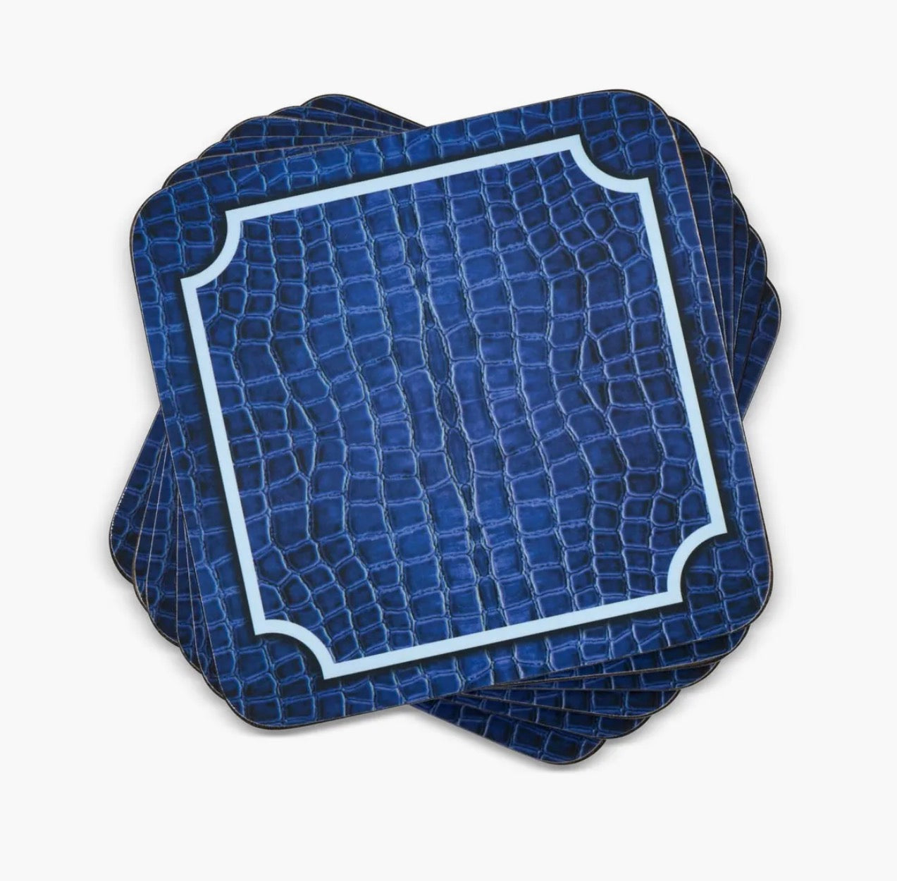 Blue Croc Leather Coaster Set of 6
