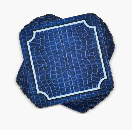 Blue Croc Leather Coaster Set of 6