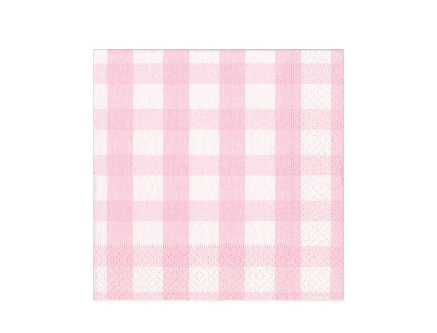 Gingham Paper Cocktail Napkins in Pink