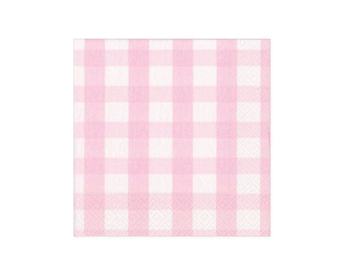 Gingham Paper Cocktail Napkins in Pink