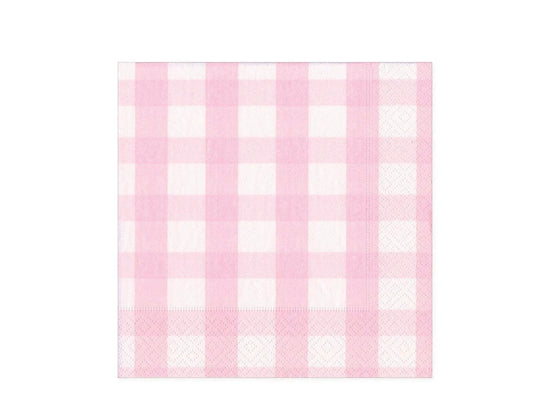 Gingham Paper Cocktail Napkins in Pink