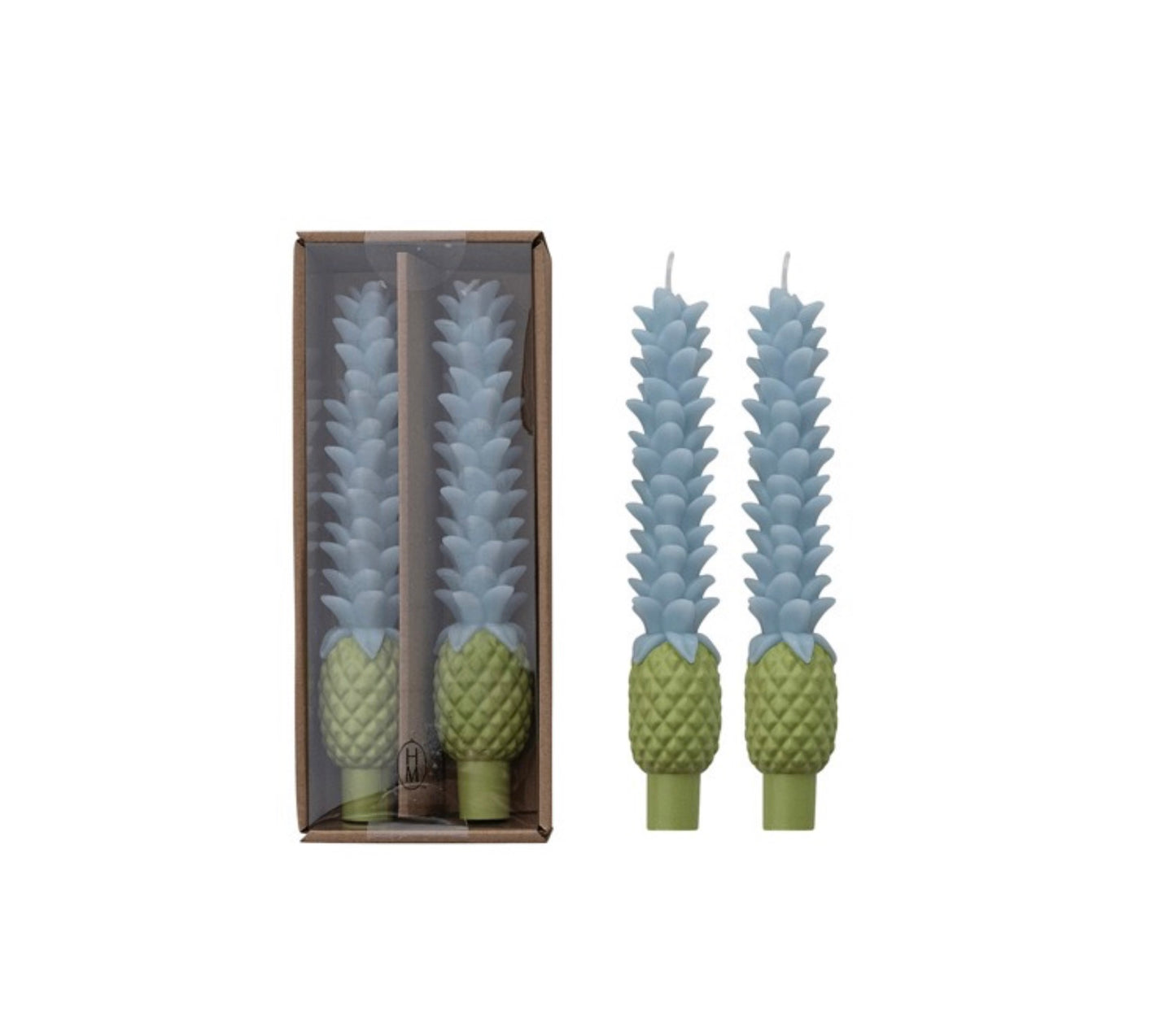 Set of 2 Unscented Pineapple Candles in Box