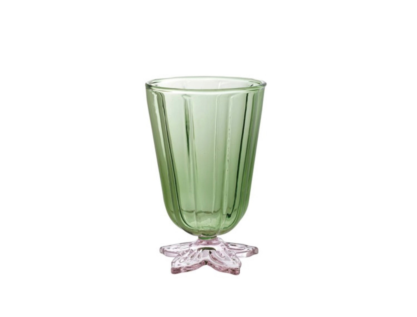 Fluted Drinking Glass with Flower Shaped Bottom