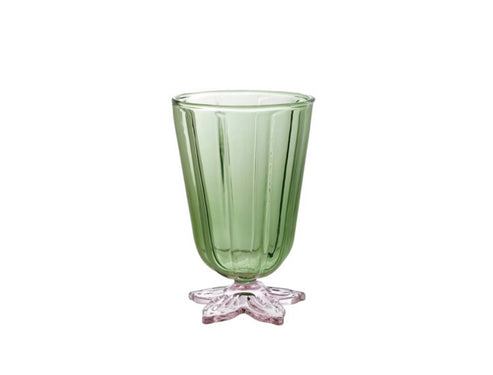 Fluted Drinking Glass with Flower Shaped Bottom
